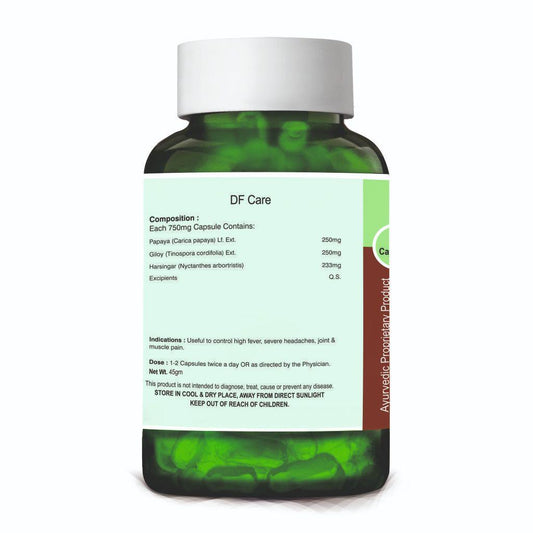 DF Care Capsules | For Dengue Fever | Dengue Medicine | 60 Capsules: One piece MRP (Inclusive of all taxes):Rs.565/- Net Weight 45gm