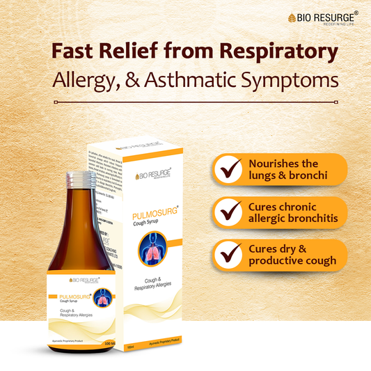 Bio Resurge Pulmosurg Syrup Helps Lungs Related Infections: One piece MRP (Inclusive of all taxes):Rs.120/- Net Weight 100 ml