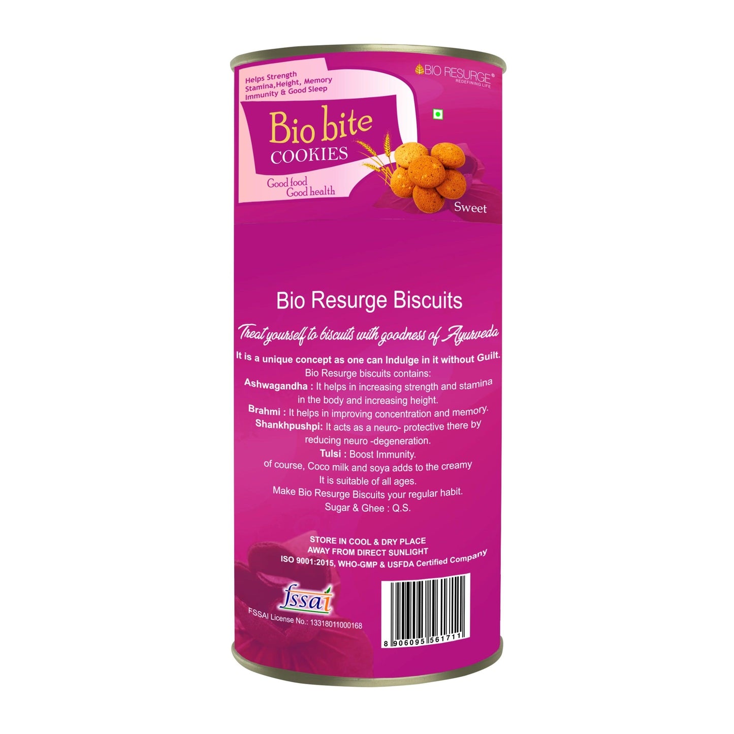 Bio Resurge Healthy Biscuits meeting your Nutritional Requirements : One piece MRP (Inclusive of all taxes):Rs.140/- Net Weight 100gm