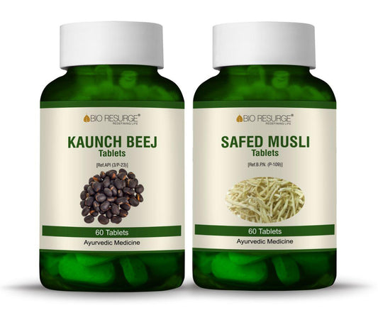 Bio Resurge Kaunch Beej  Safed Musli boost testosterone and sperm count Tablets - 750 mg (120 Tablets) : One piece MRP (Inclusive of all taxes):Rs.560.00/- Net Weight 90gm