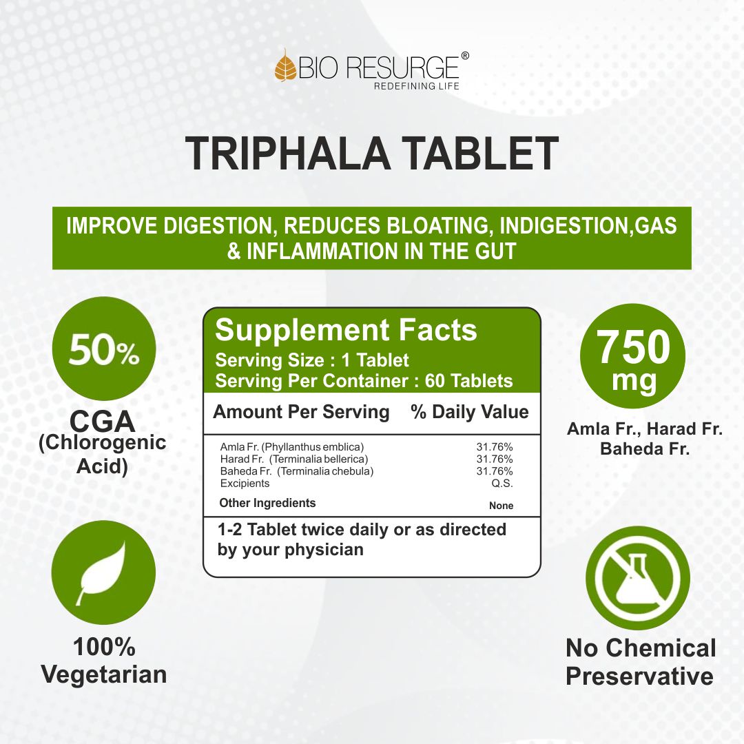 Bio Resurge Triphala Tablets – Ayurvedic Digestive Support