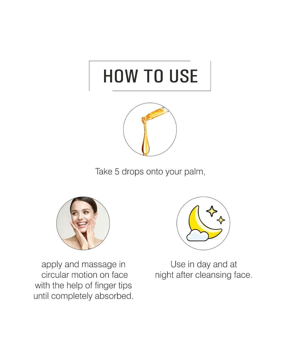 Skin Glow Oil - Enriched with Saffronn Five Drops to Glow Skin:One piece MRP (Inclusive of all taxes):Rs.2400/- Net Weight 10ml